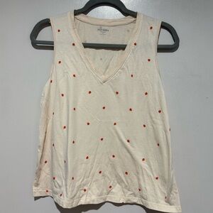 Old Navy Cream Tank Top With Strawberries - M